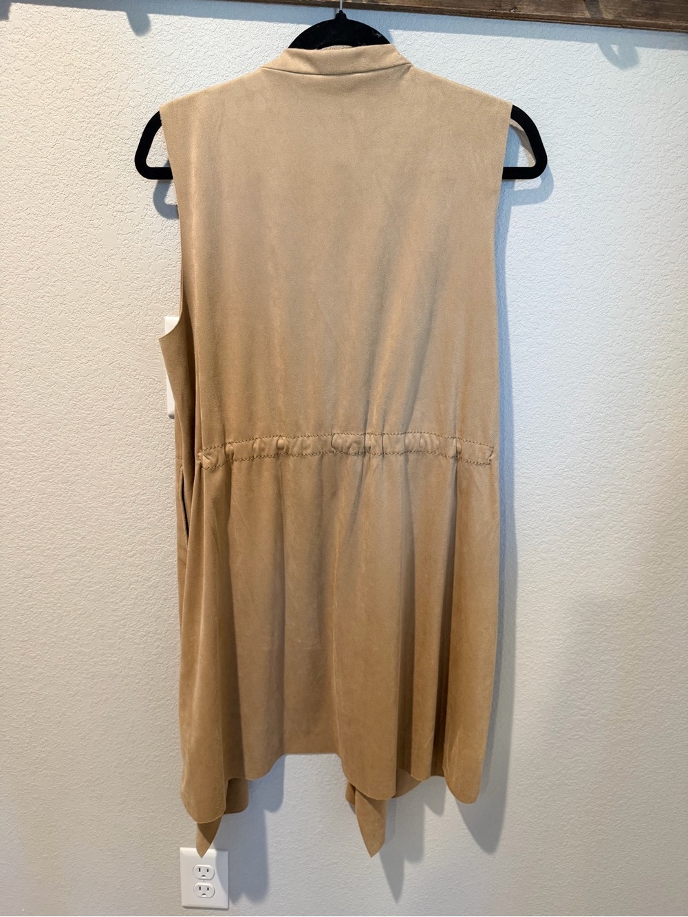 Max Studio Neutral Draped Open-Front Vest - Picture 6 of 8